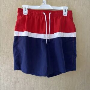 Forever 21 Men Regular large L white blue Short Swim Trunks Shorts